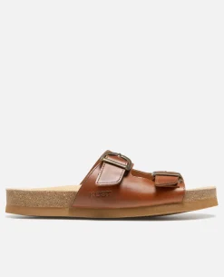 WAVE F PL Sandales à boucles cuir cognac Femme