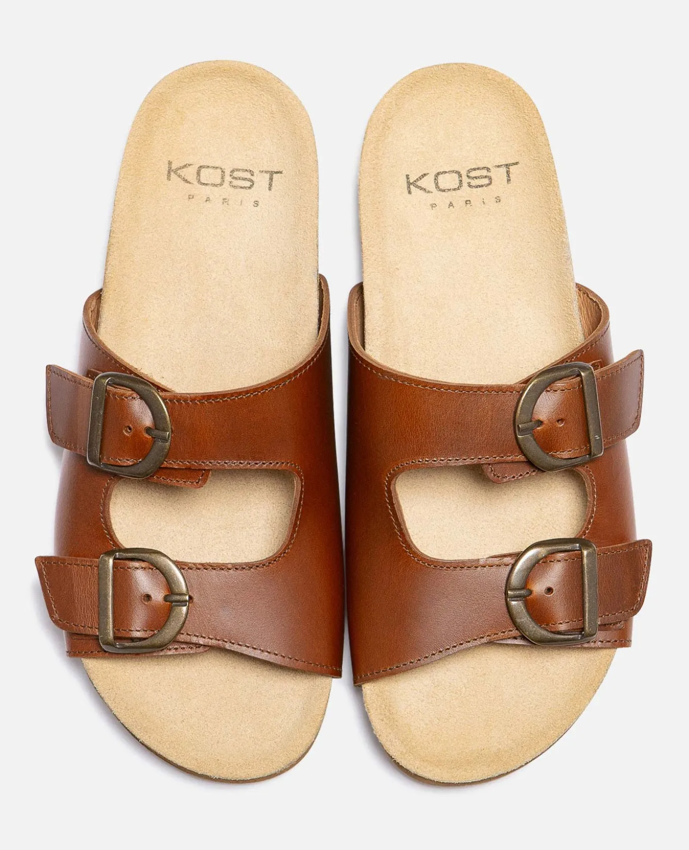 WAVE F PL Sandales à boucles cuir cognac Femme