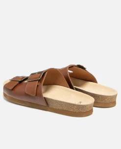 WAVE F PL Sandales à boucles cuir cognac Femme