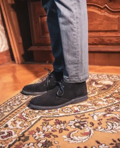 WISE M Desert Boots Croûte velours Noir Homme