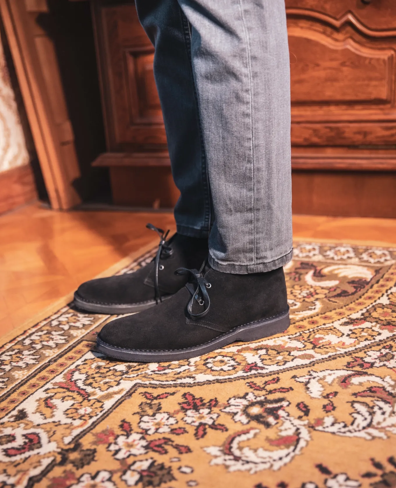 WISE M Desert Boots Croûte velours Noir Homme
