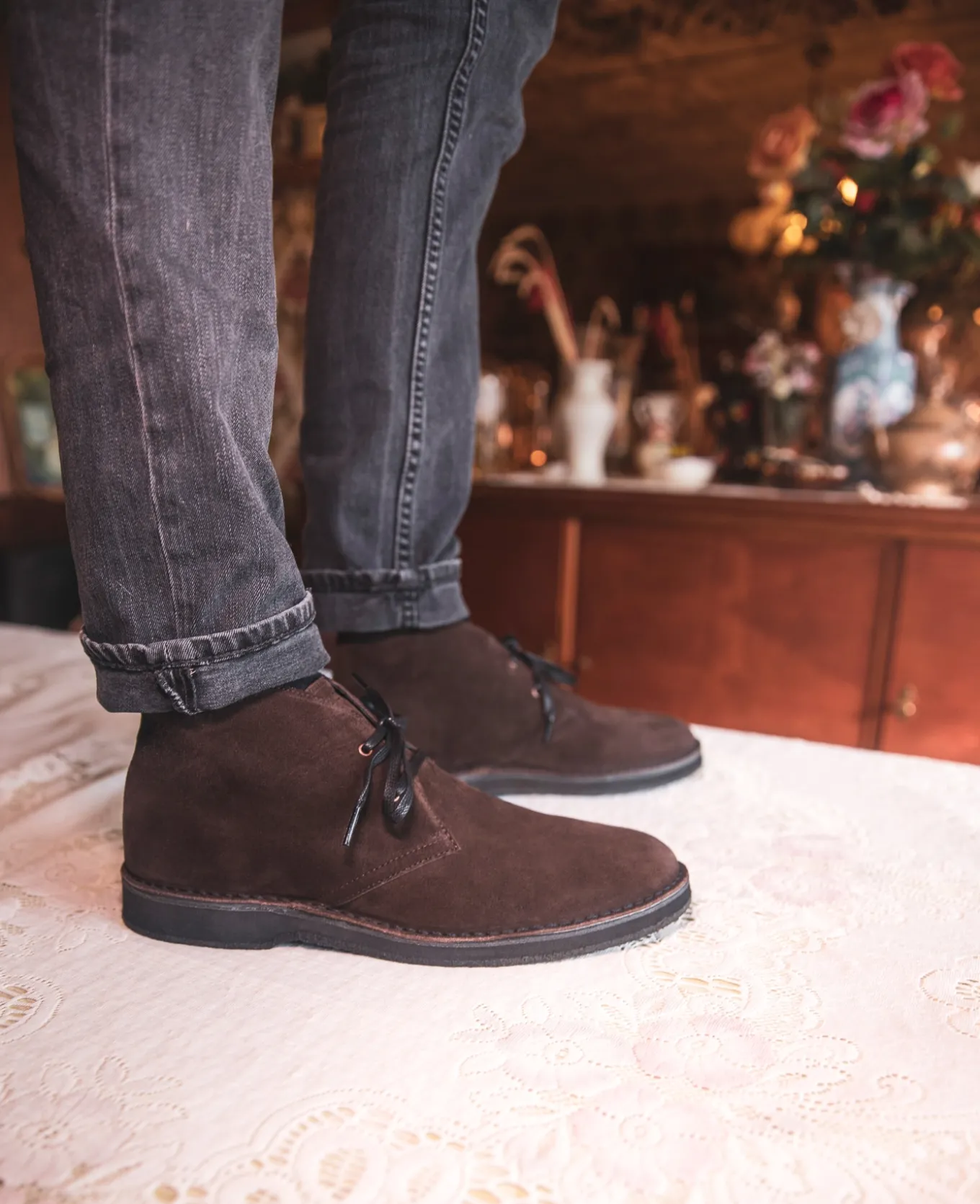 WISE M Desert Boots Croûte velours Marron Homme